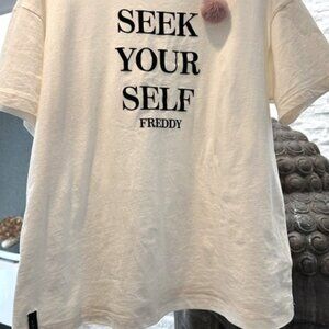Seek Your Self spiritual t shirt ivory peach Pom Italy Italian Unique